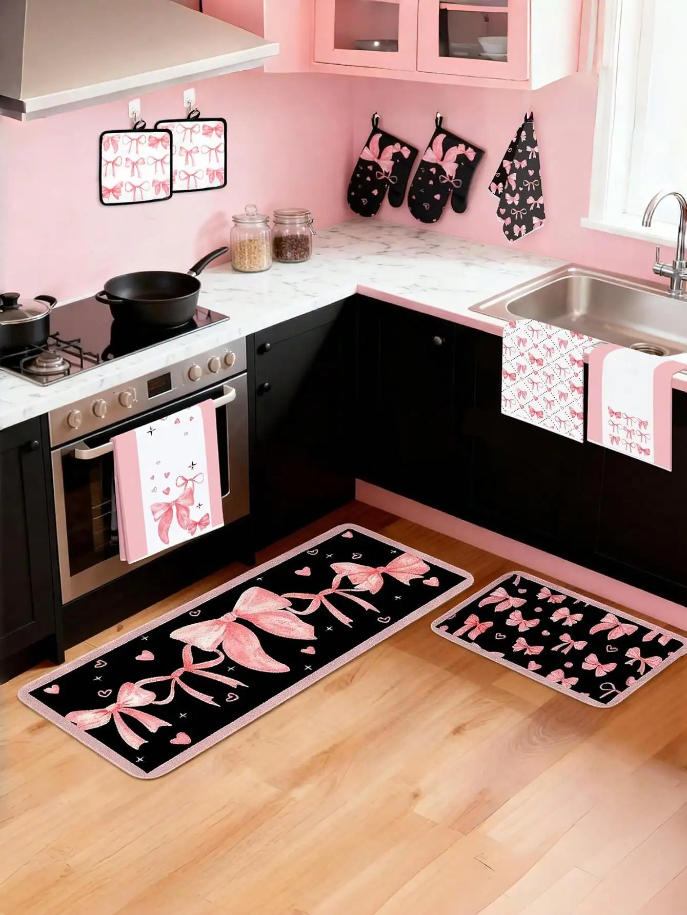 10PCS Pink Bow Kitchen Accesso - огляд і ціна Baking Kitchen Set
